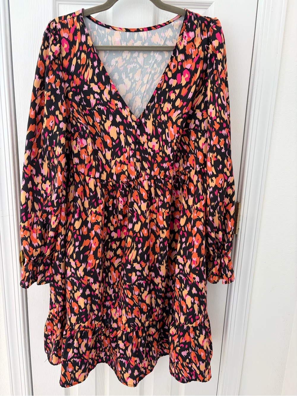 SHEIN Purple & Orange Floral Tiered Midi Dress - Picture 2 of 4